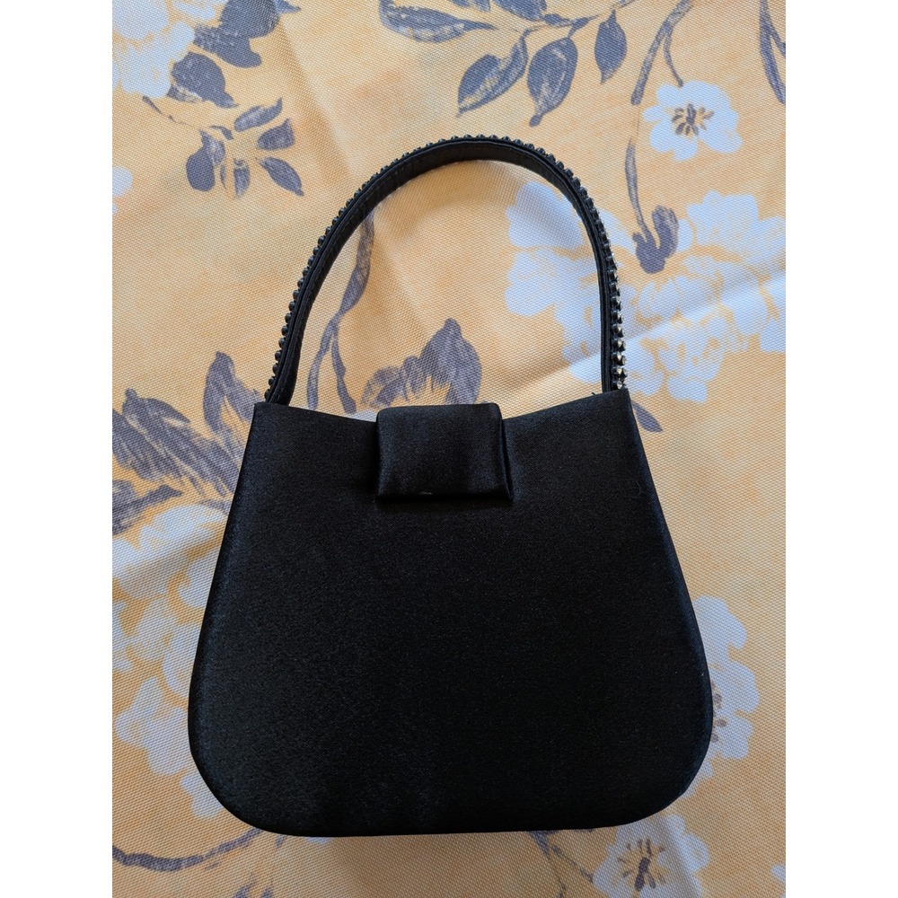 Claire's Black‎ Satin Mini Handbag Rhinestone Handle Evening Bag Formal Clutch
